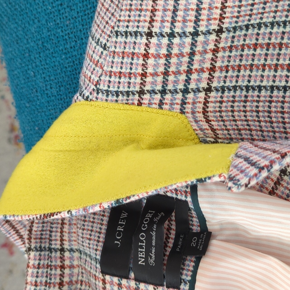 J. Crew Nello Gori Multicolor Checkered Blazer, Women's Size 20 - Picture 7 of 7